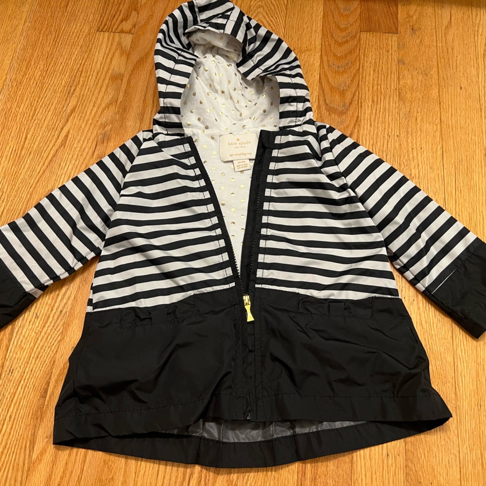 Kate Spade Black and White Striped Jacket with Gold Accents